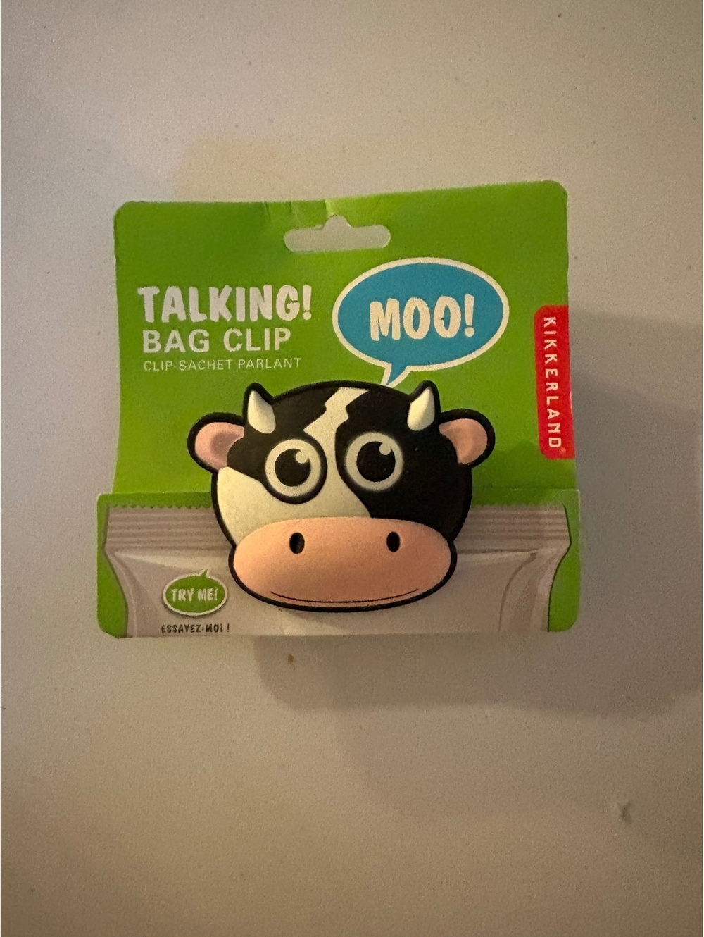Cow talking bag clip